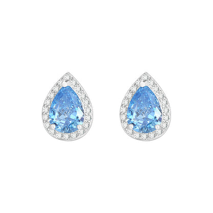 Boucles d’Oreilles Goutte d’Eau Bleu Scintillant