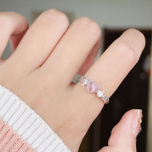Pink Opal Heart Ring