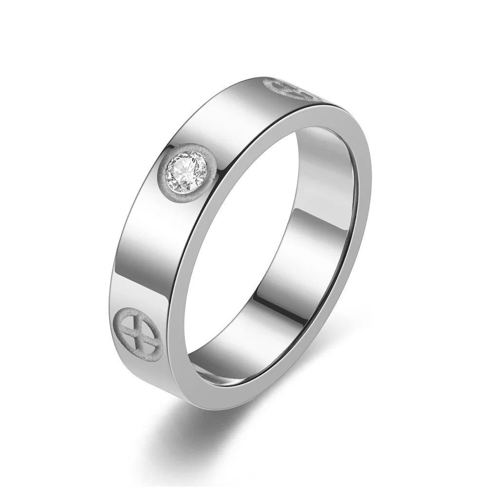 Love Cross Ring in Stainless Steel – Rose Gold Plated &amp; Crystals