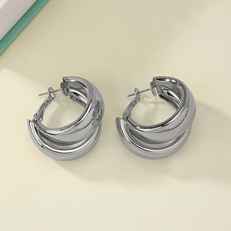 Boucles d'Oreilles Créoles Épaisses – Acier Inoxydable