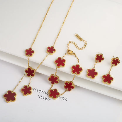 Parure Bijoux 3 Pièces Plaqué Or 18K – Élégance Florale