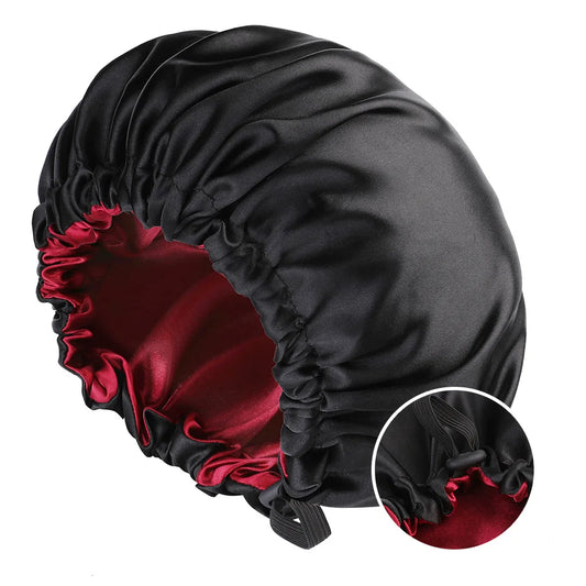 Bonnet de Nuit en Satin –  Réversible et Ajustable utilisé pour les soins des cheveux