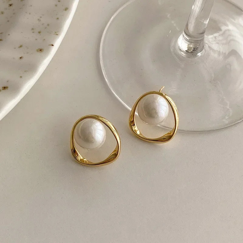 Pearl Stud Earrings – Korean Design