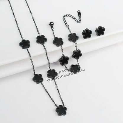 Parure Bijoux 3 Pièces Plaqué Or 18K – Élégance Florale