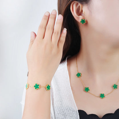 Parure Bijoux 3 Pièces Plaqué Or 18K – Élégance Florale