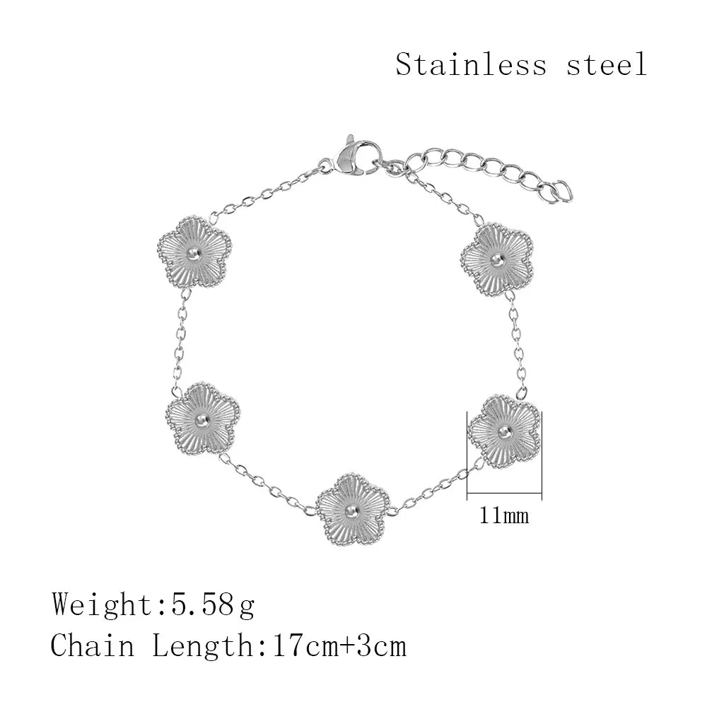 Stainless Steel Flower Bracelet – Elegance &amp; Trendy