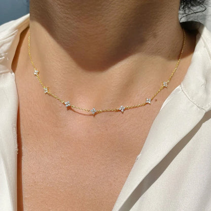 Collier Trèfle à Quatre Feuilles en Zircon – Plaqué Or 18K