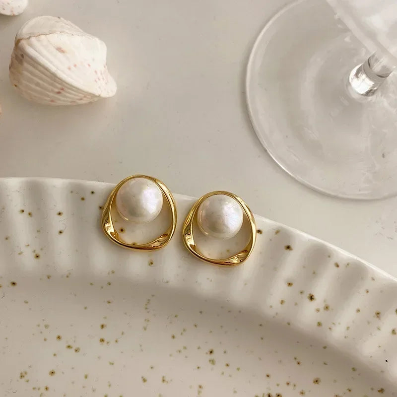 Pearl Stud Earrings – Korean Design