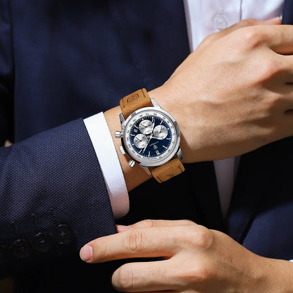 POEDAGAR Men's Watch – Luxury, Sport, Leather Strap