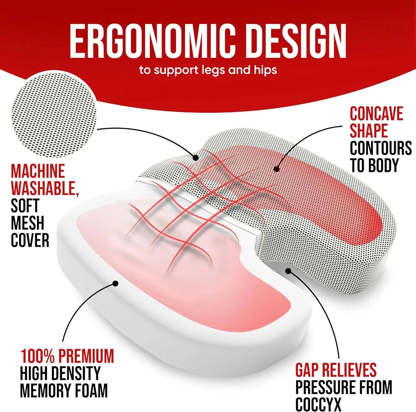Ergonomic Memory Foam Cushion