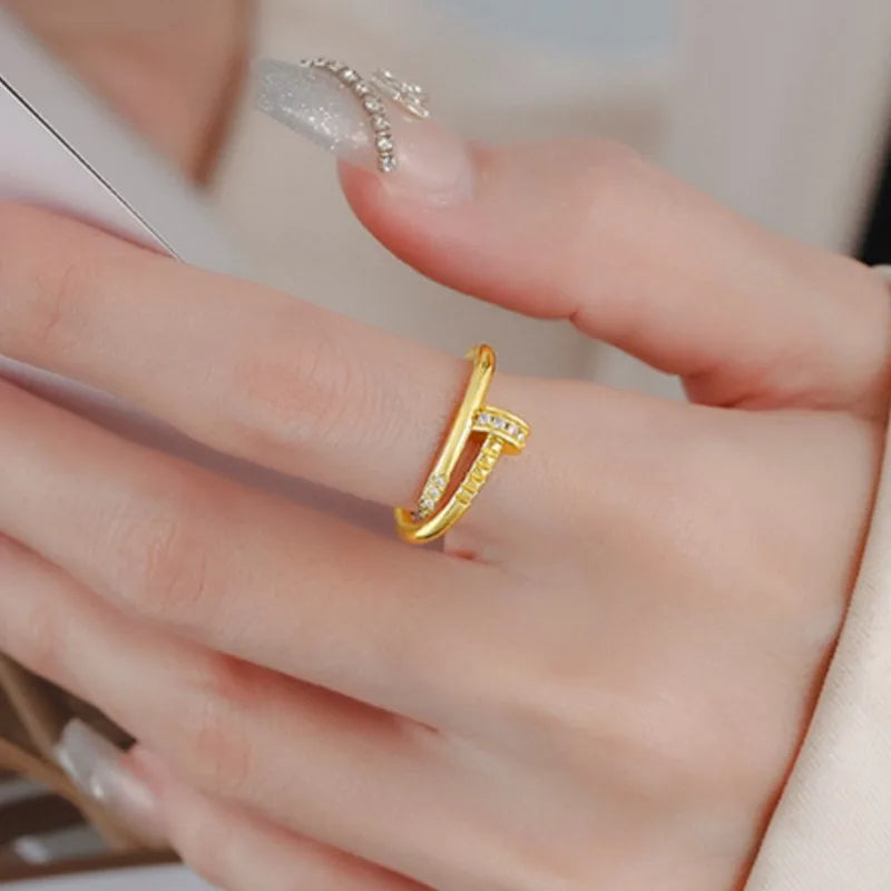 14K Gold Plated Zircon Stud Ring