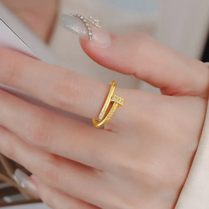 14K Gold Plated Zircon Stud Ring