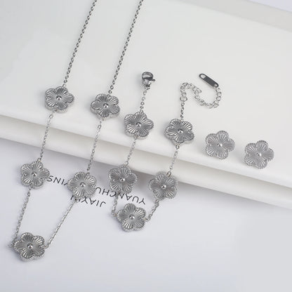 Parure Bijoux 3 Pièces Plaqué Or 18K – Élégance Florale