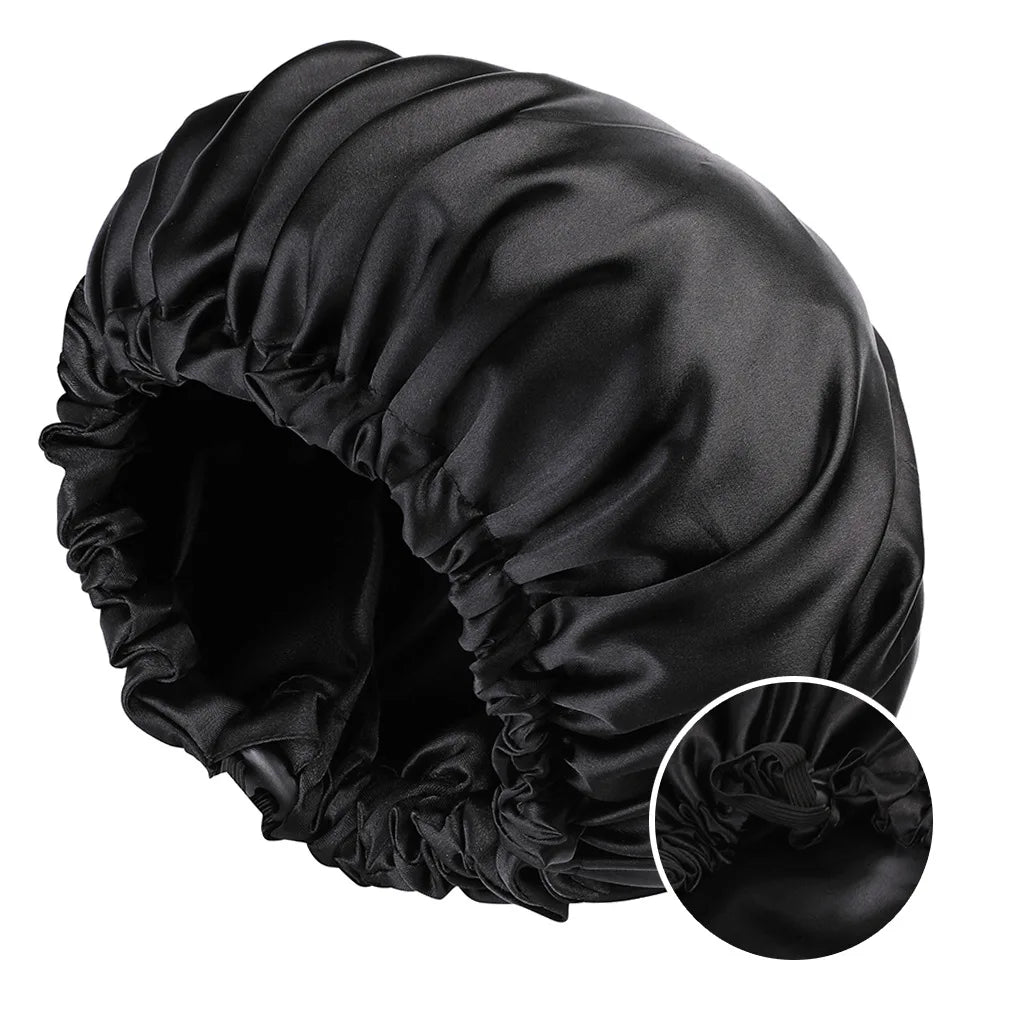 Bonnet de Nuit en Satin –  Réversible et Ajustable utilisé pour les soins des cheveux
