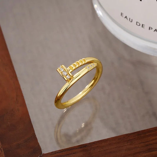 14K Gold Plated Zircon Stud Ring