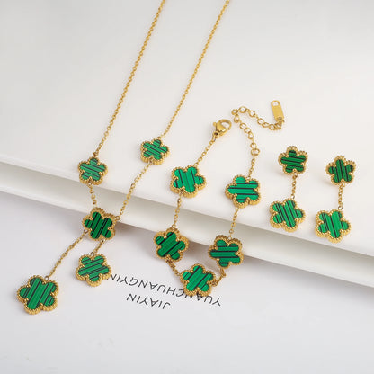 Parure Bijoux 3 Pièces Plaqué Or 18K – Élégance Florale