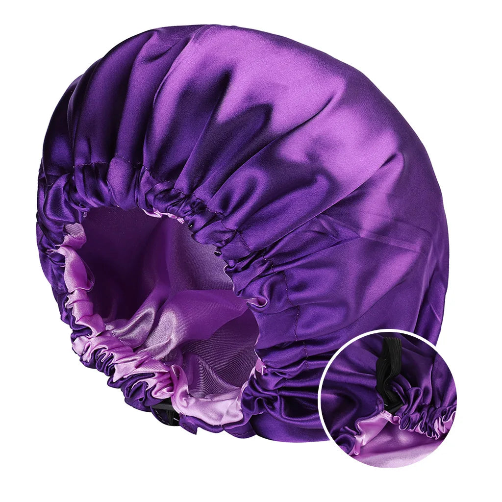 Bonnet de Nuit en Satin –  Réversible et Ajustable utilisé pour les soins des cheveux