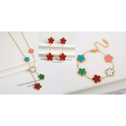 Parure Bijoux 3 Pièces Plaqué Or 18K – Élégance Florale