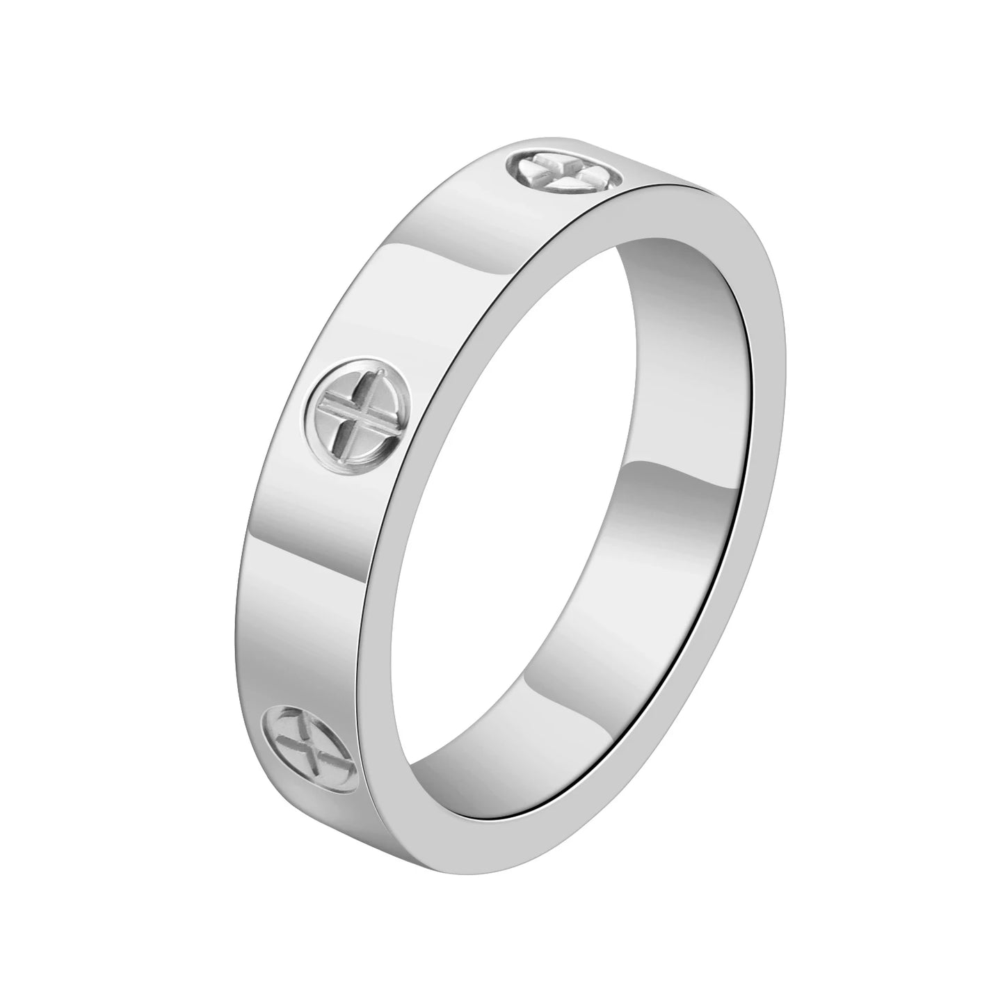 Love Cross Ring in Stainless Steel – Rose Gold Plated &amp; Crystals