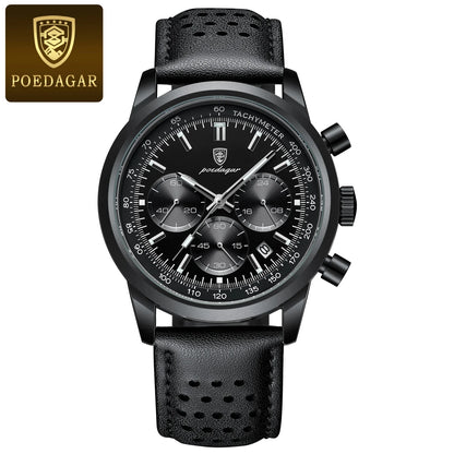 POEDAGAR Men's Watch – Luxury, Sport, Leather Strap