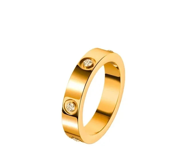 Love Cross Ring in Stainless Steel – Rose Gold Plated &amp; Crystals