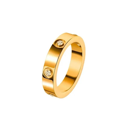 Love Cross Ring in Stainless Steel – Rose Gold Plated &amp; Crystals