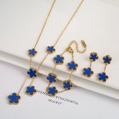 Parure Bijoux 3 Pièces Plaqué Or 18K – Élégance Florale