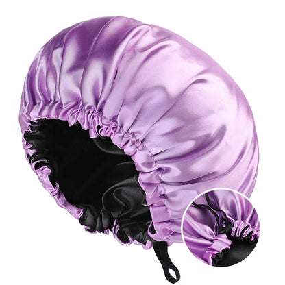 Bonnet de Nuit en Satin –  Réversible et Ajustable utilisé pour les soins des cheveux