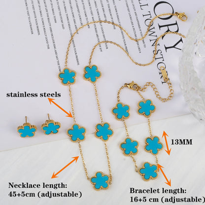 Parure Bijoux 3 Pièces Plaqué Or 18K – Élégance Florale