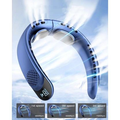 Ventilateur de Cou Portable – Batterie 4000mAh, Refroidissement 360°