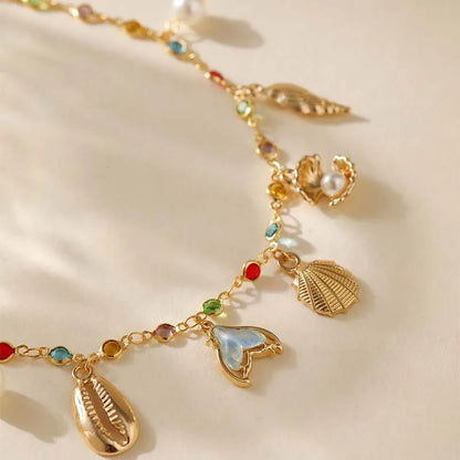Starfish &amp; Shell Bracelet – Gold Stainless Steel