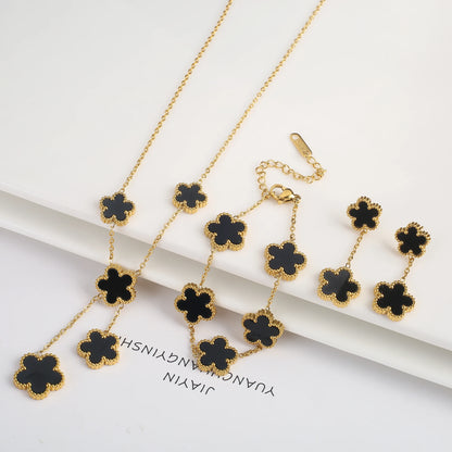 Parure Bijoux 3 Pièces Plaqué Or 18K – Élégance Florale