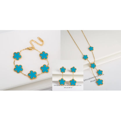 Parure Bijoux 3 Pièces Plaqué Or 18K – Élégance Florale