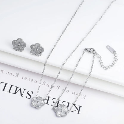 Parure Bijoux 3 Pièces Plaqué Or 18K – Élégance Florale