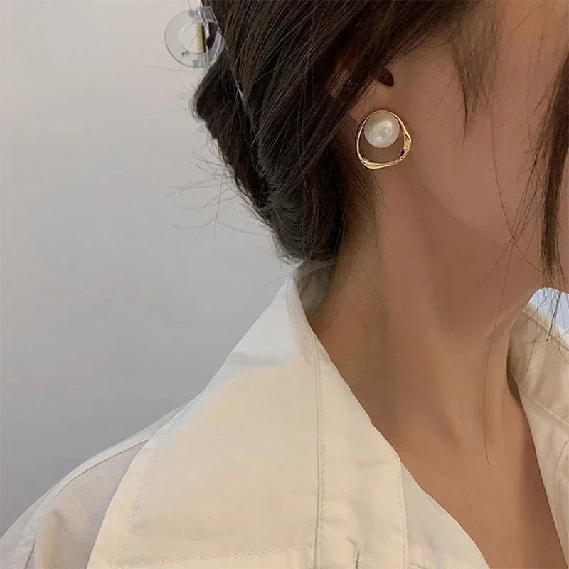 Pearl Stud Earrings – Korean Design