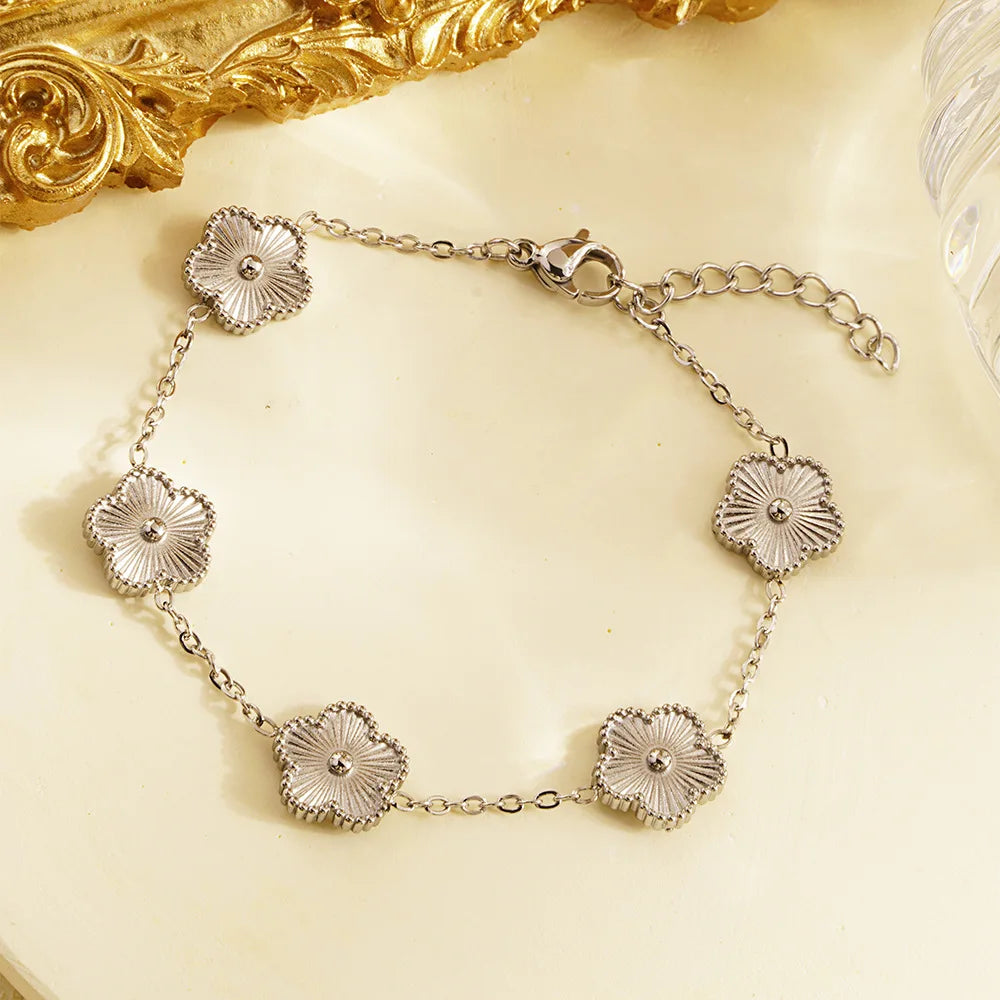 Stainless Steel Flower Bracelet – Elegance &amp; Trendy