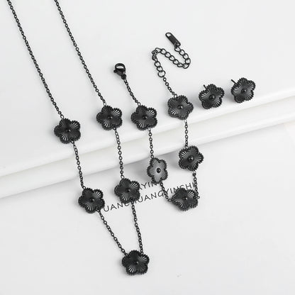 Parure Bijoux 3 Pièces Plaqué Or 18K – Élégance Florale