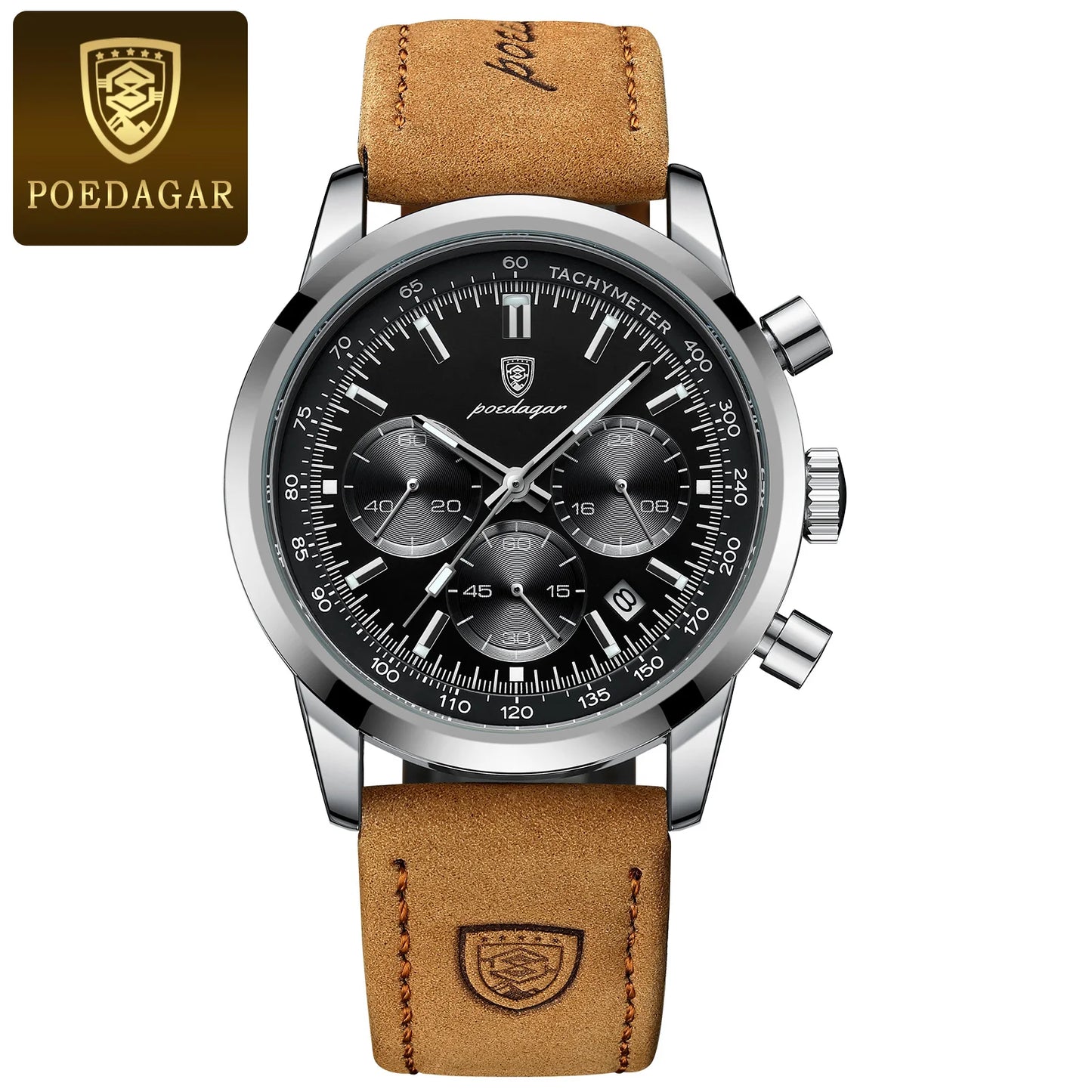 POEDAGAR Men's Watch – Luxury, Sport, Leather Strap