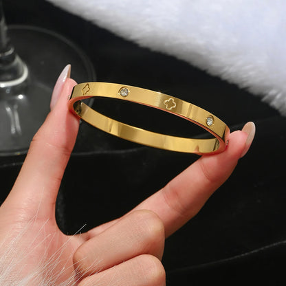 Bracelet Trèfle à Quatre Feuilles & Clou – Acier Inoxydable