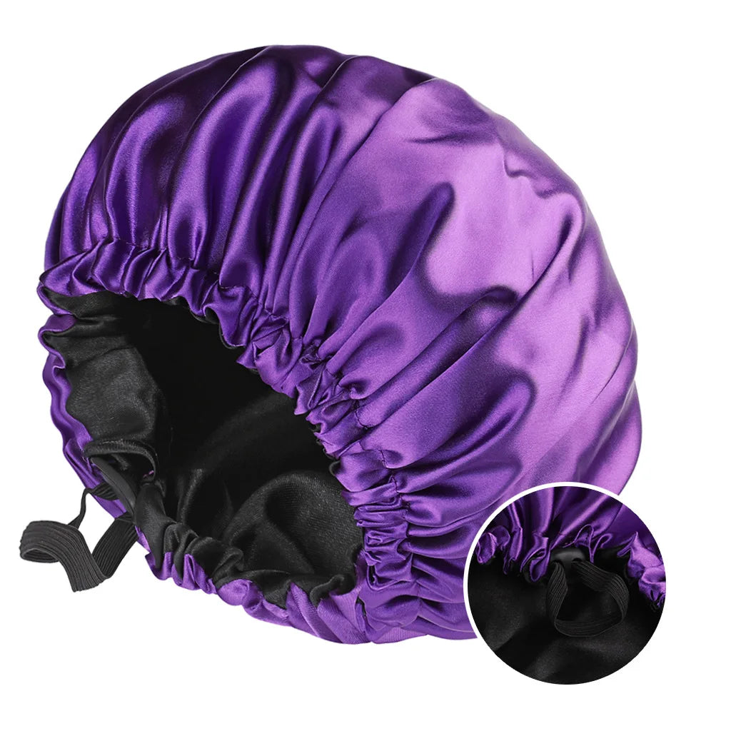 Bonnet de Nuit en Satin –  Réversible et Ajustable utilisé pour les soins des cheveux