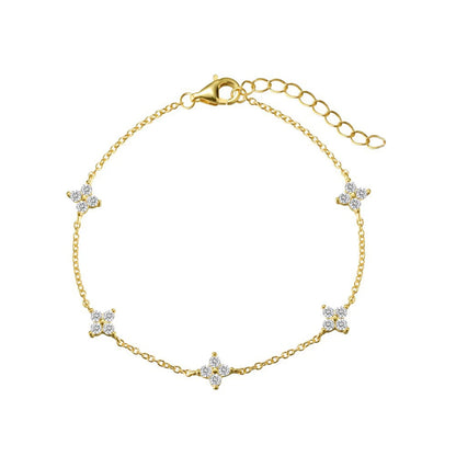 Collier Trèfle à Quatre Feuilles en Zircon – Plaqué Or 18K