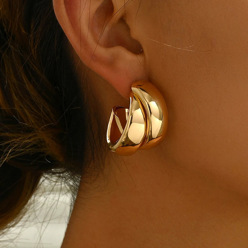 Boucles d'Oreilles Créoles Épaisses – Acier Inoxydable