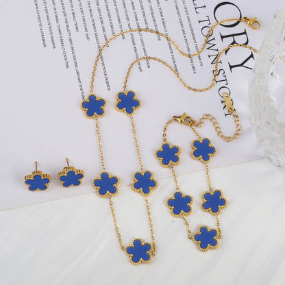 Parure Bijoux 3 Pièces Plaqué Or 18K – Élégance Florale