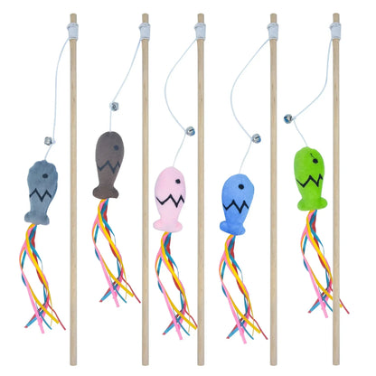Cat Fishing Rod Toy - Natural Wooden Wand