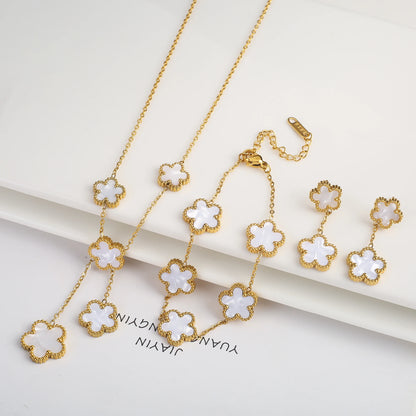 Parure Bijoux 3 Pièces Plaqué Or 18K – Élégance Florale