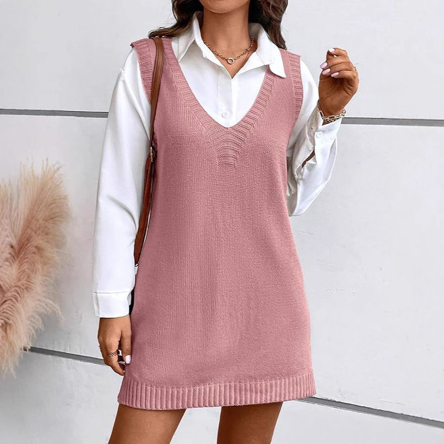 Robe Pull Sans Manches – Chic & Confort en Maille Côtelée
