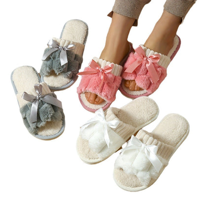 Chaussons Douillets avec Nœud – Confort & Élégance