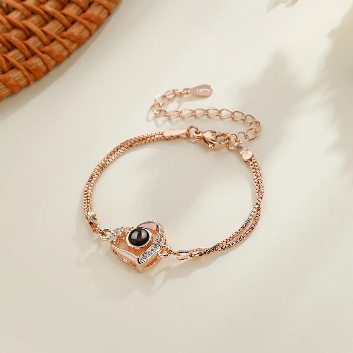 Bracelet Cœur Pêche à Double Rang