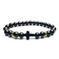 8mm Natural Stone Beaded Cross Bracelet