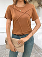 T-shirt Top à Manches Courtes en Couleur Unie